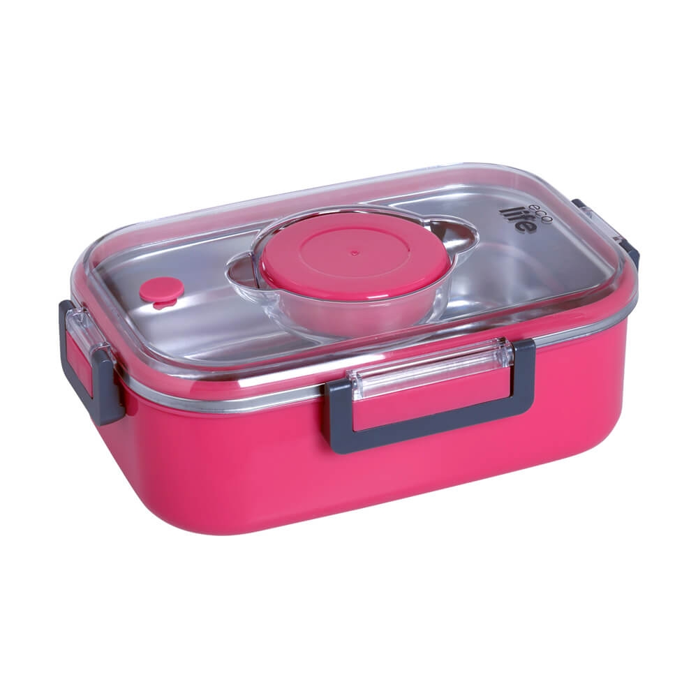 Ecolife Ορθογώνιο Thermos Φαγητοδοχείο Με Χώρισμα Ροζ 850ml .tosodakids (2)