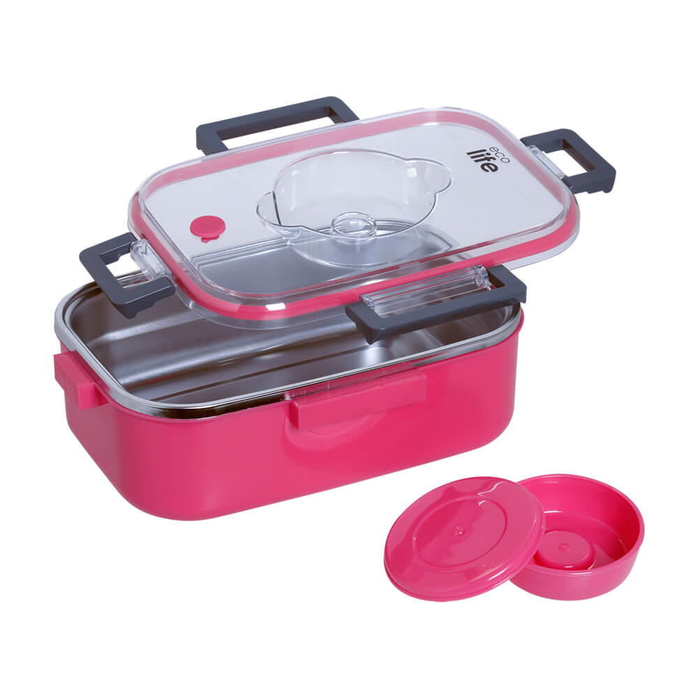 Ecolife Ορθογώνιο Thermos Φαγητοδοχείο Με Χώρισμα Ροζ 850ml .tosodakids.gr