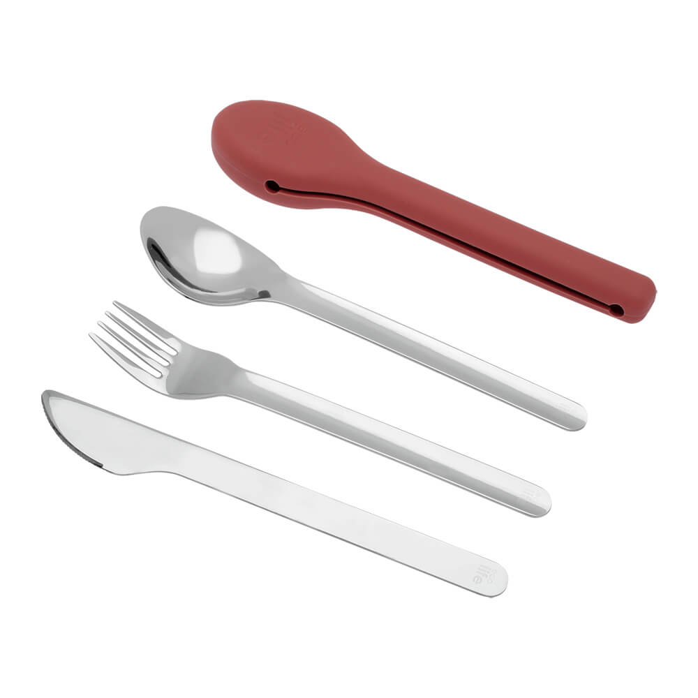 DUSTY RED CUTLERY SET (2)